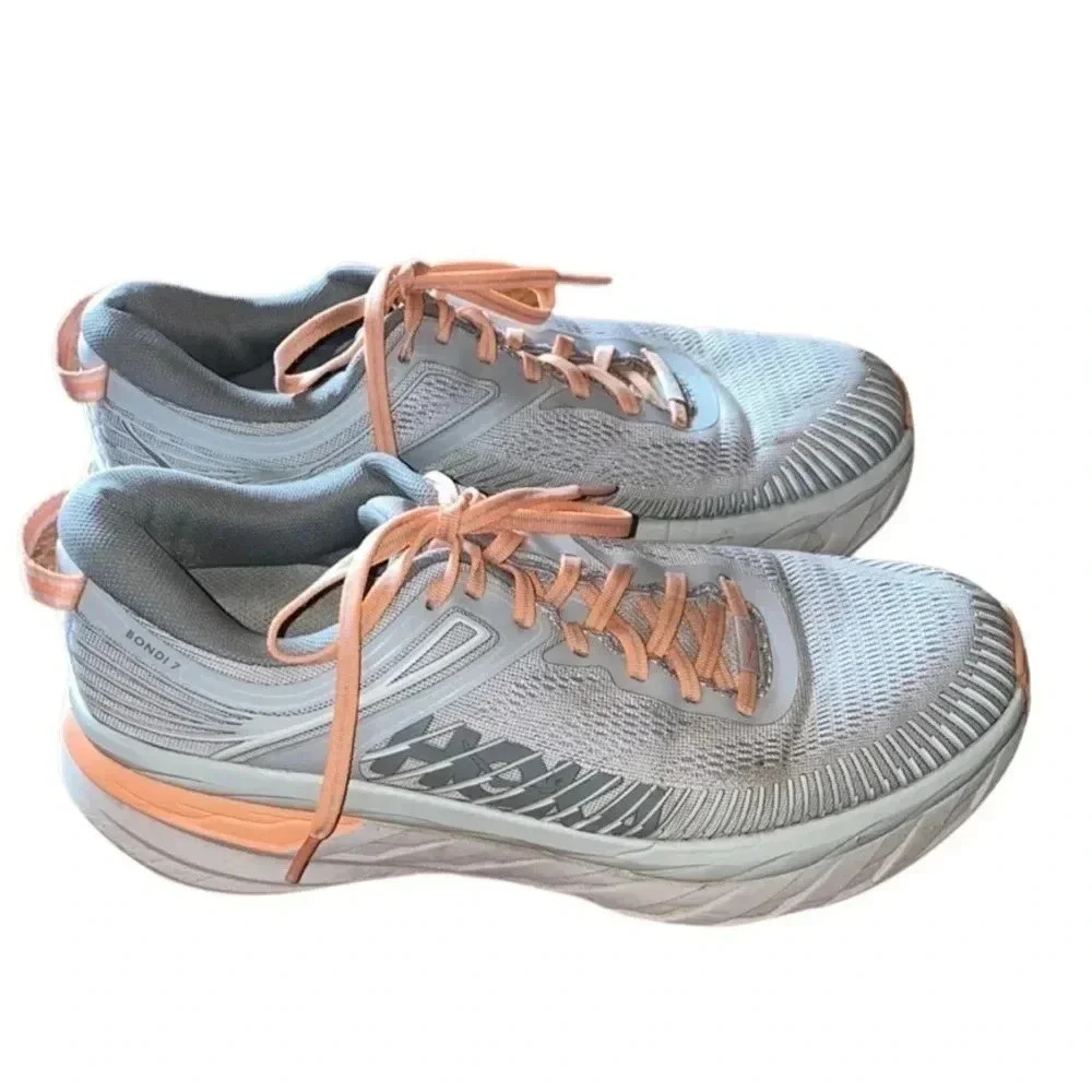 Hoka One One Bondi 7 Light Gray Orange Size 10.5